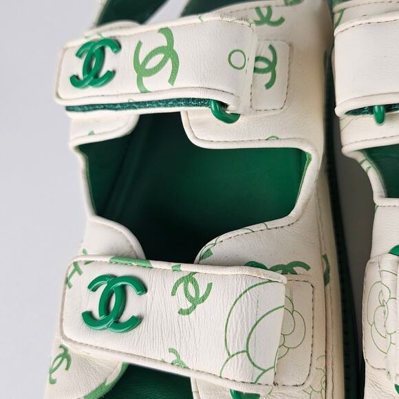Chanel Green CC Dad Sandals US 8 / EU 38 - Picture 9 of 11